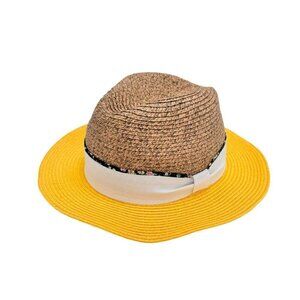 NWT Magid Hats Natural & Yellow White Ribbon Fedora Summer Hat